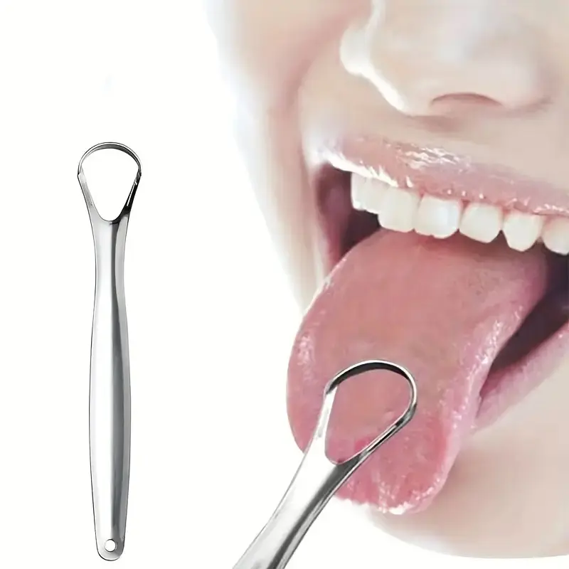 1pc Stainless Steel Tongue Scraper Tongue Coating Cleaner TongueCoating Brush Cleaning Tongue Coating Removing Bad Breath OralCa