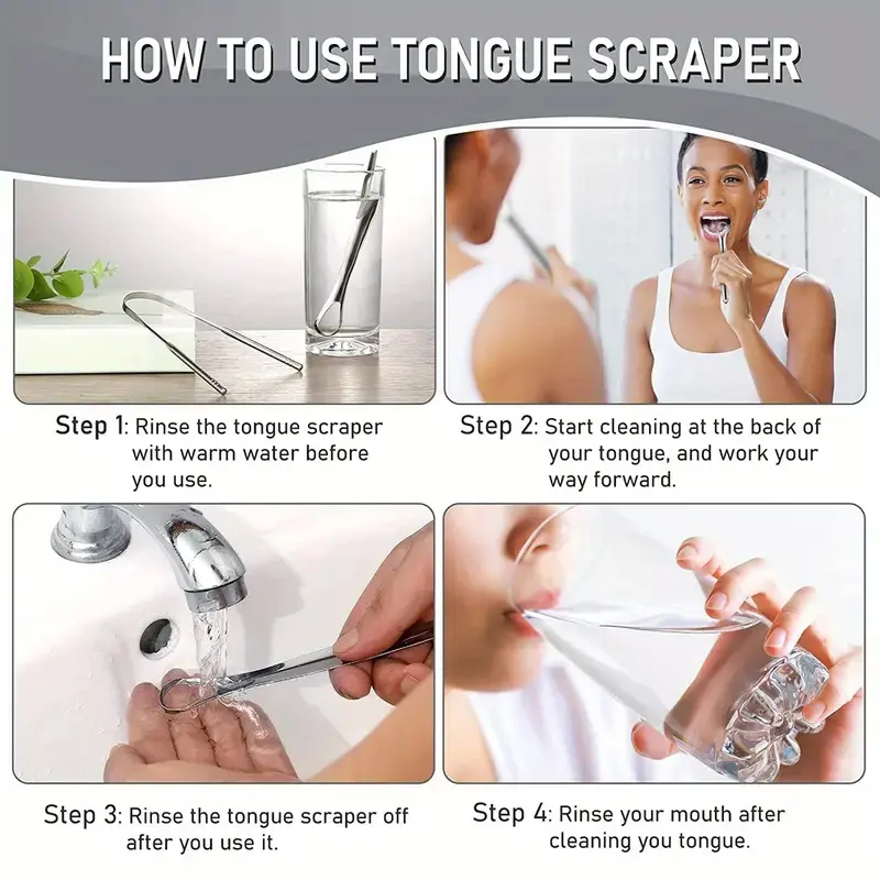 1pc Stainless Steel Tongue Scraper Tongue Coating Cleaner TongueCoating Brush Cleaning Tongue Coating Removing Bad Breath OralCa