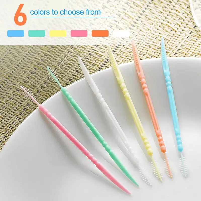 Plastic Toothpick Brush 200 PCs Boxed Plastic Toothpick Disposable Household Interdental Brush Teeth Picking Dental Floss