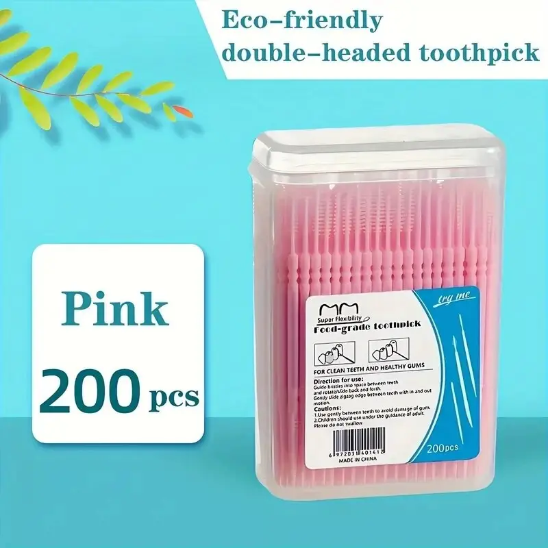 Plastic Toothpick Brush 200 PCs Boxed Plastic Toothpick Disposable Household Interdental Brush Teeth Picking Dental Floss