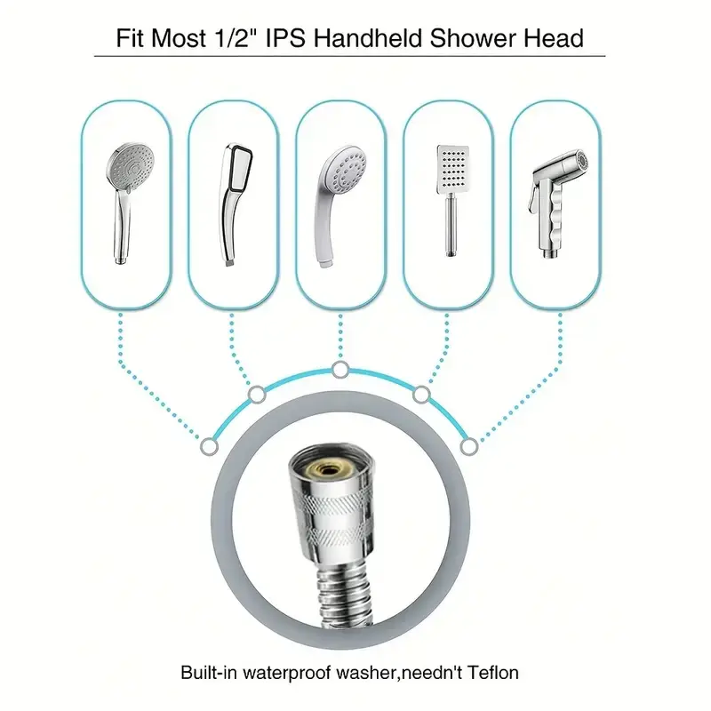 Flexible Stainless Steel Plumbing Hose Shower Head Tube Flexible Bathroom Pipe 1-3m Bath Accessories