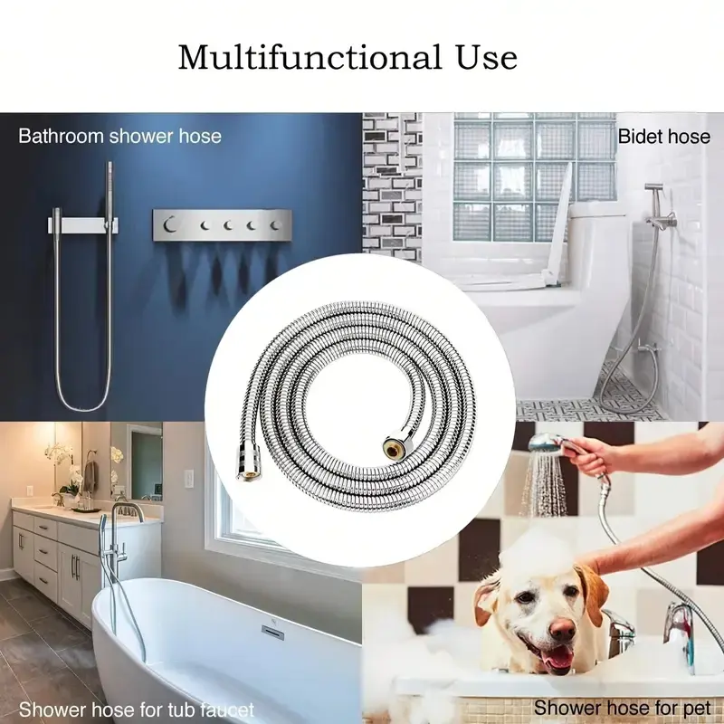 Flexible Stainless Steel Plumbing Hose Shower Head Tube Flexible Bathroom Pipe 1-3m Bath Accessories