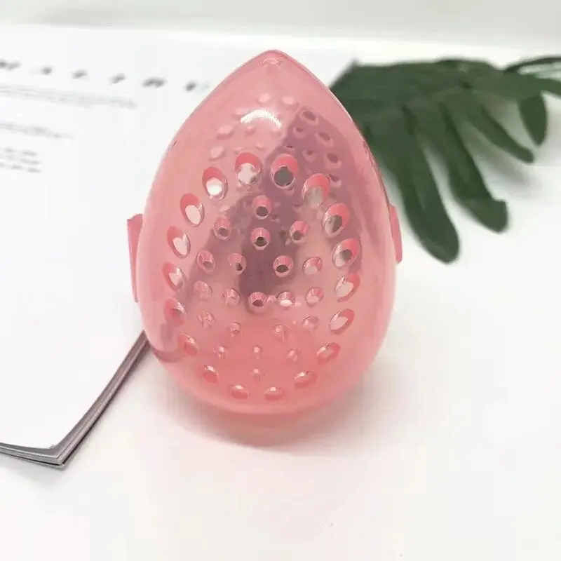 Beau Egg Storage Shell With Hole, Portable BreathablePowder Puff Box With Lid, Travel Holiday Supplies
