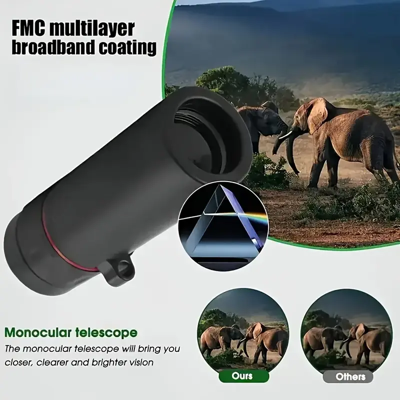 Monocular Telescope Features Manual Focus.  It Is Suitable for Outdoor Observation, Aiming, Wildlife Watching, Bird - Watching