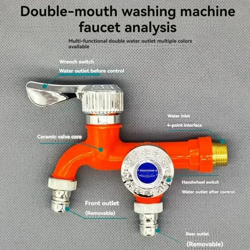 Robinet de Machine à laver avec une entrée et deux sorties,  ouverture rapide multifonctionnelle à double bouche