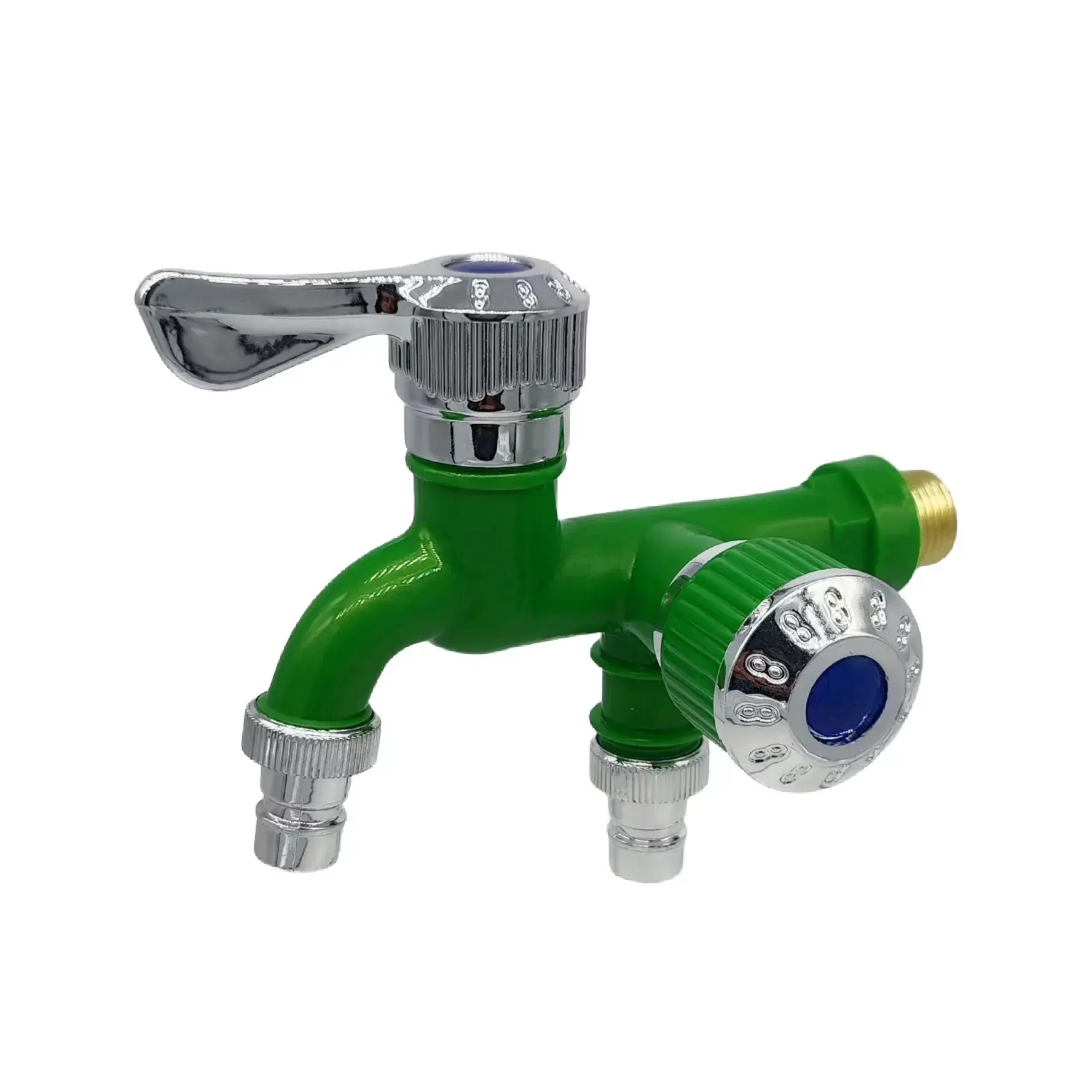 Faucet Double Outlet Dual Control Water Tap Home Bathroom Hose Irrigation Fitting Plastic Connector 1/2" Universal Interface