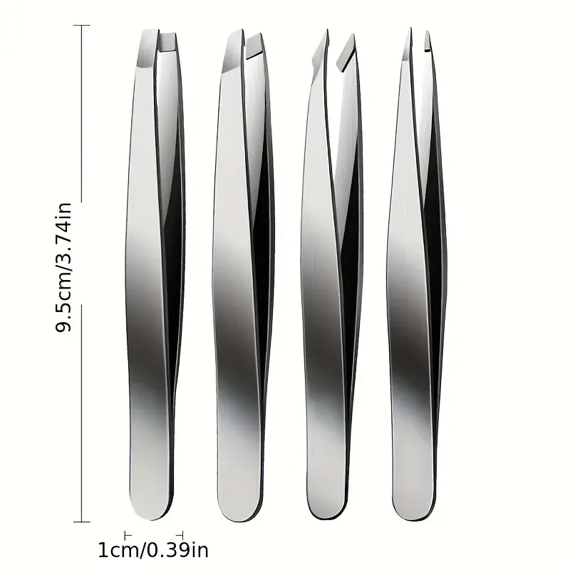 4pcs Set Professional Tweezers Set Perfect For Eyebrow Hair Removal Splinter Very Effortless and Relaxed to Remove