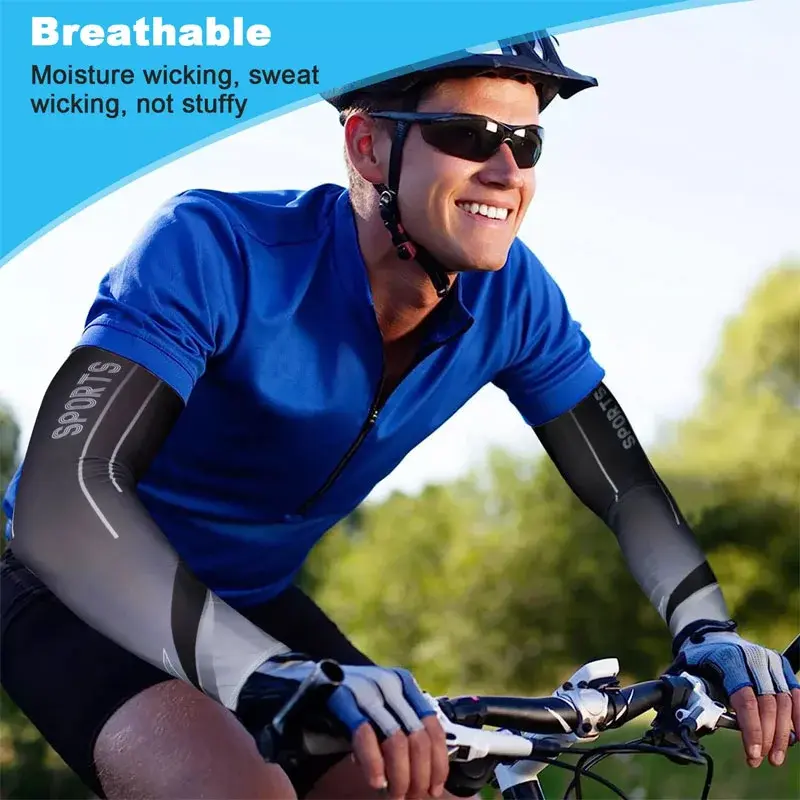 2Pcs Set Summer Ice Silk Cycling Arm Sleeves Breathable Bandana Mask Combination Suit Elastic Cold UV Sun Protection
