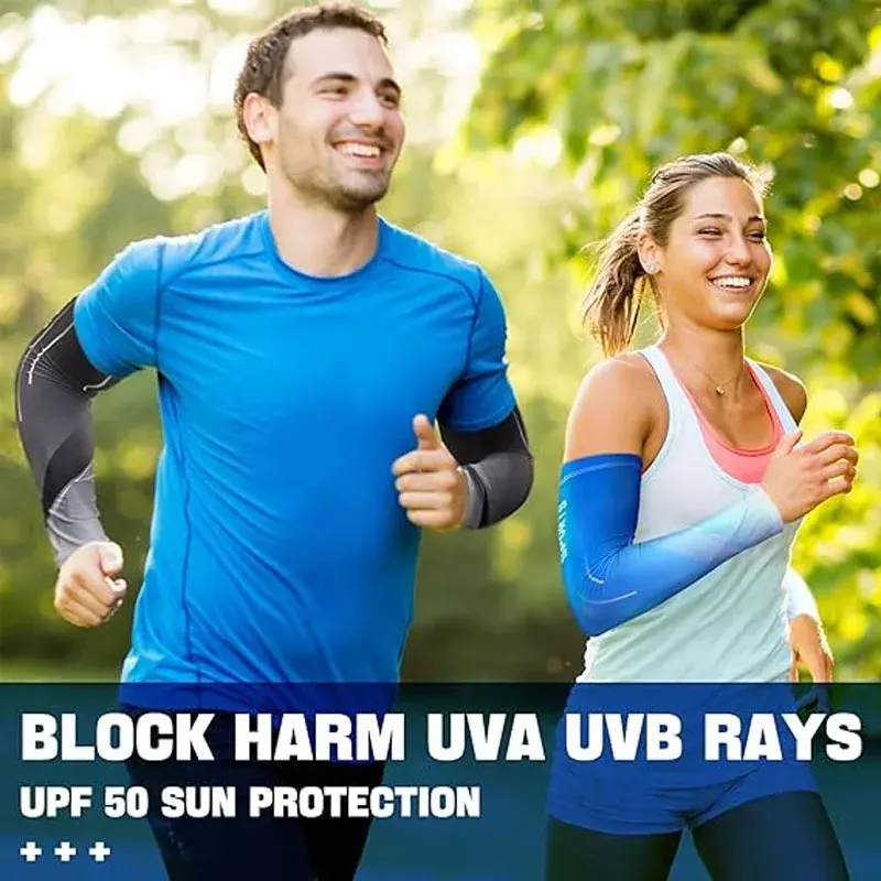 2Pcs Set Summer Ice Silk Cycling Arm Sleeves Breathable Bandana Mask Combination Suit Elastic Cold UV Sun Protection