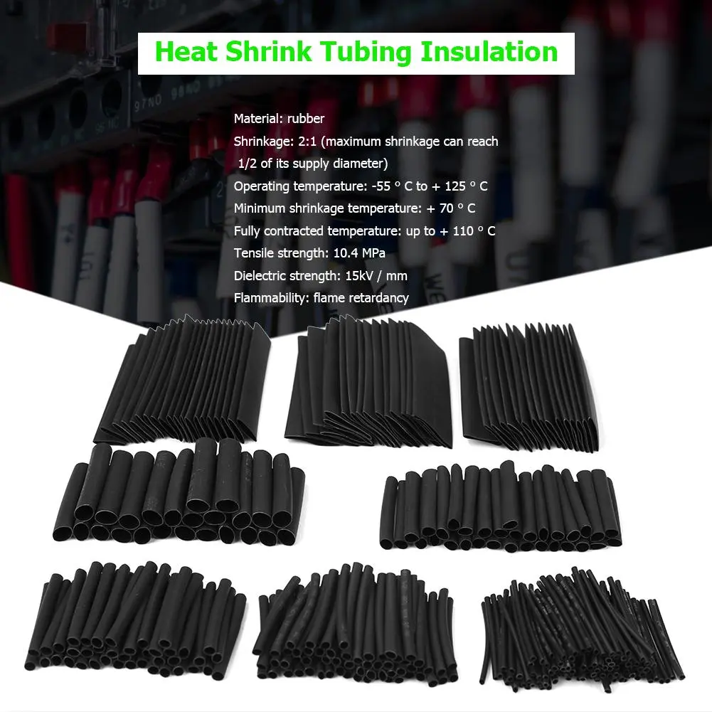 127/328 pcs Set Heat Shrink Tube Assorted Insulation Shrinkable Tube Wire Cable Sleeve Kit caN Weatherproof Heat Tube  Dropship