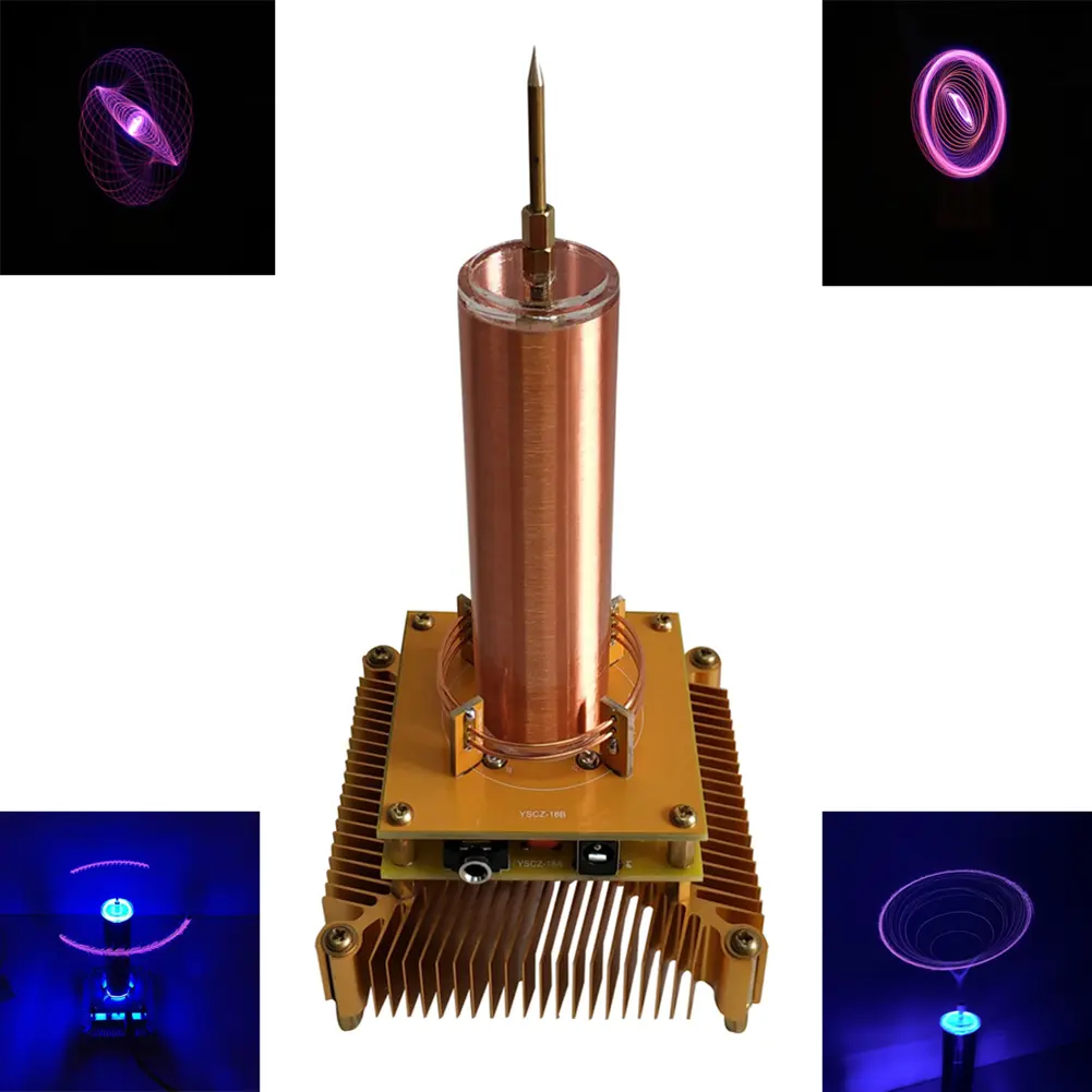 Musical Tesla Coil Music Plasma Speaker DC8-32v Plasma Music Tesla Coil Module Golden With Acrylic Shell EU/US Power Plug