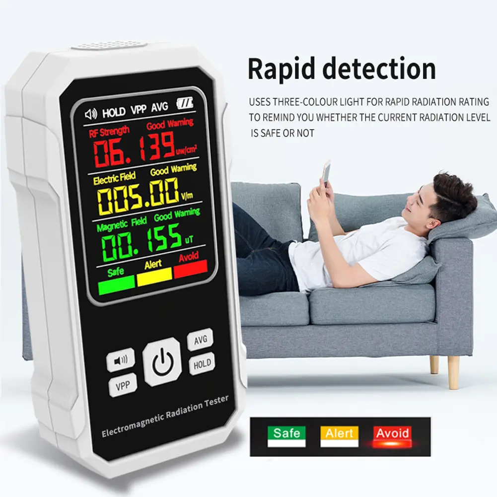 Electromagnetic Radiation Detector Backlight Magnetic-field Intensity Tester EMF Detection Device for Indoor Outdoor
