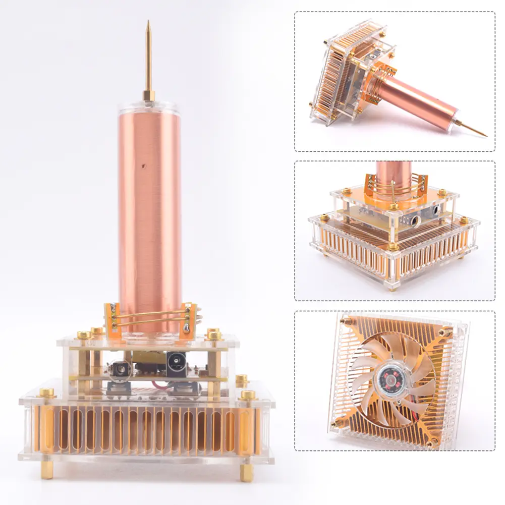 Musical Tesla Coil Music Plasma Speaker DC8-32v Plasma Music Tesla Coil Module Golden With Acrylic Shell EU/US Power Plug
