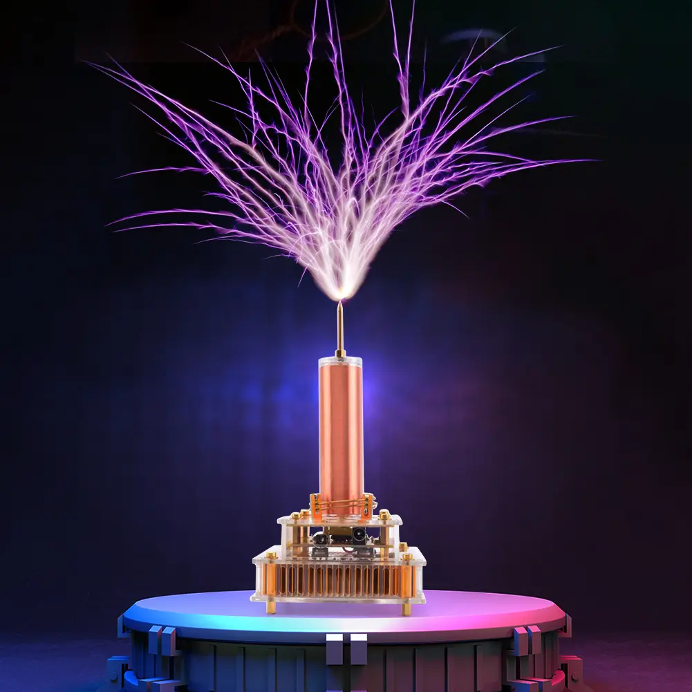 Musical Tesla Coil Music Plasma Speaker DC8-32v Plasma Music Tesla Coil Module Golden With Acrylic Shell EU/US Power Plug