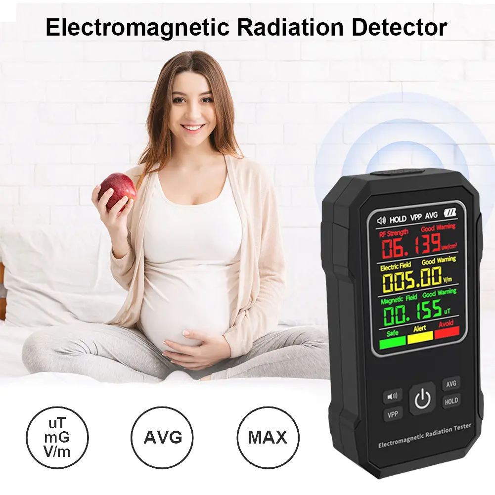 Electromagnetic Radiation Detector Backlight Magnetic-field Intensity Tester EMF Detection Device for Indoor Outdoor
