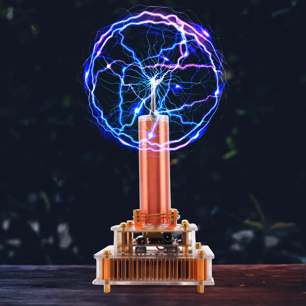 Musical Tesla Coil Music Plasma Speaker DC8-32v Plasma Music Tesla Coil Module Golden With Acrylic Shell EU/US Power Plug