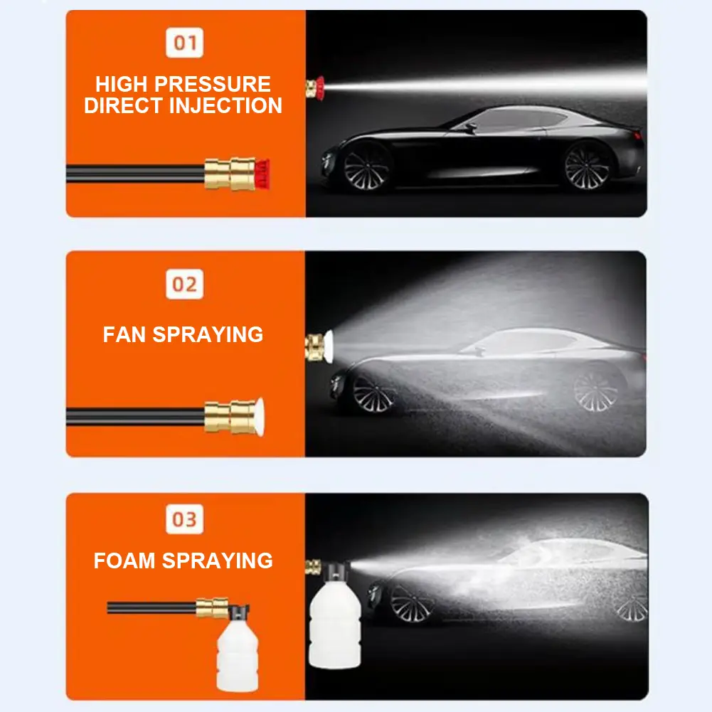1500W 30BAR Wireless High Pressure Car Wash Washer Gun 45000mAh Foam Generator Water Gun Spray Cleaner Car Washing Machine