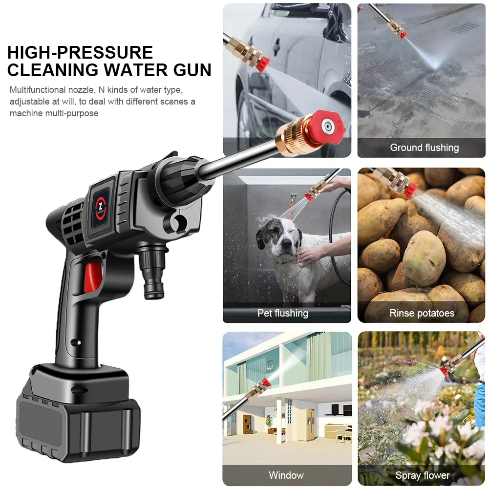 1500W 30BAR Wireless High Pressure Car Wash Washer Gun 45000mAh Foam Generator Water Gun Spray Cleaner Car Washing Machine
