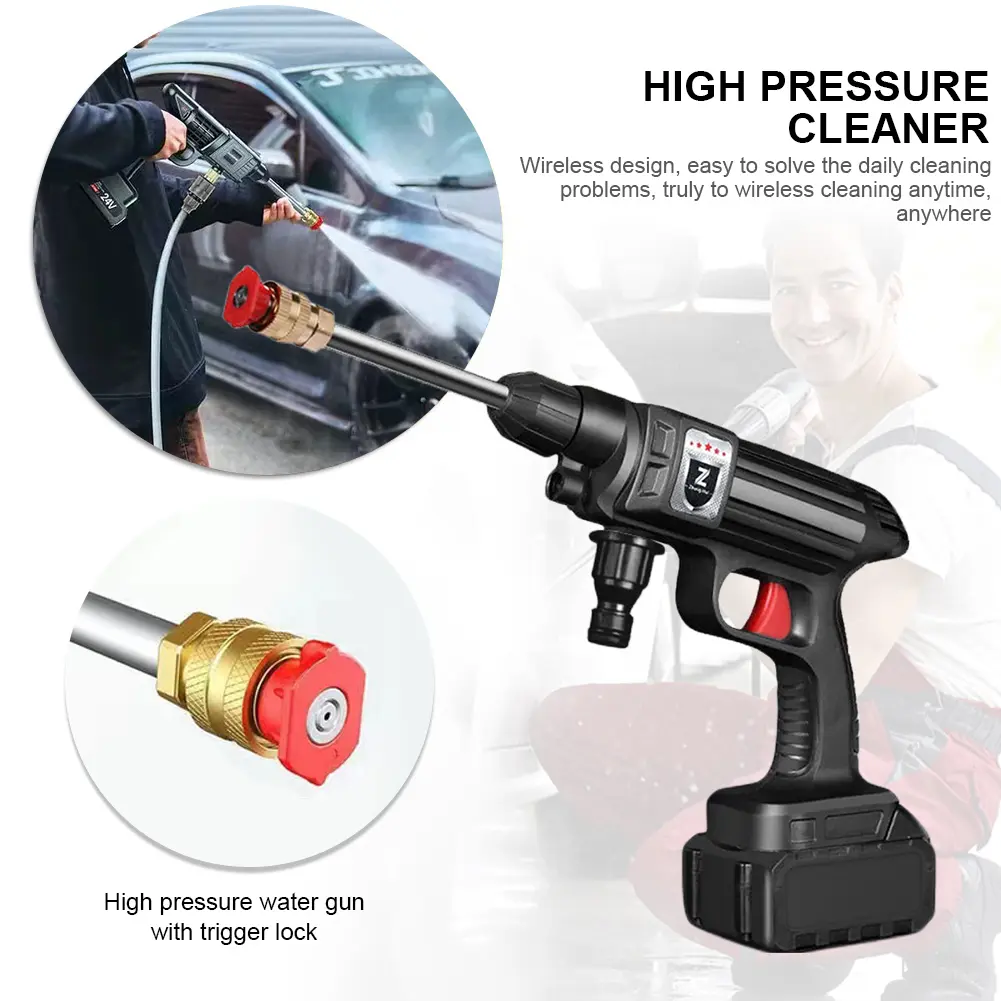 1500W 30BAR Wireless High Pressure Car Wash Washer Gun 45000mAh Foam Generator Water Gun Spray Cleaner Car Washing Machine
