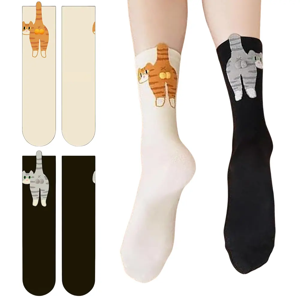 Cartoon Cat Ding Bell Ball Socks Cute Cat Socks for Women Ins Summer Ins Cotton Cute Japanese Funny Sports Mid-tube Socks
