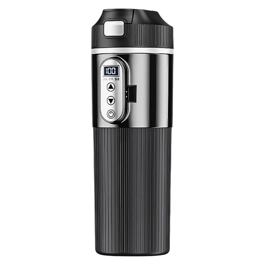 12V/24V Stainless Steel Thermos Cup Car Heating Cup 500ML Smart Temperature Sensor Coffee Milk Heated Kettle Water Warmer Bottle