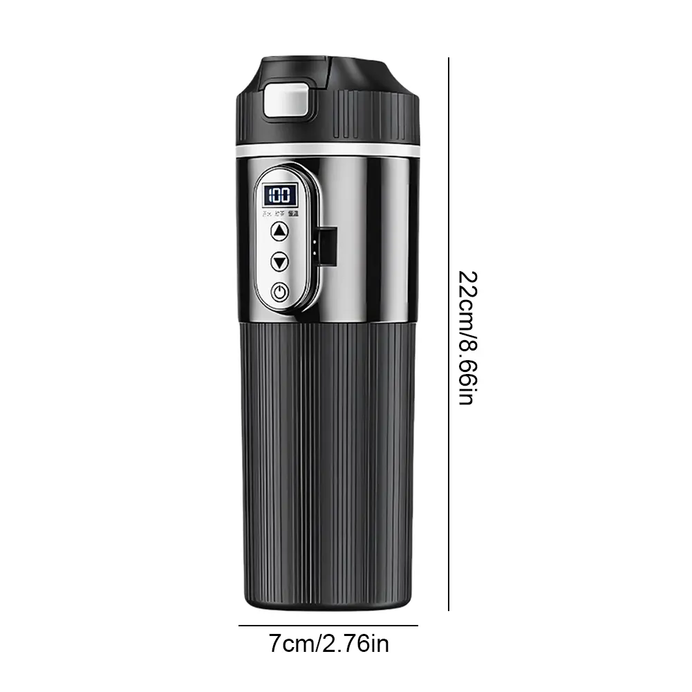 12V/24V Stainless Steel Thermos Cup Car Heating Cup 500ML Smart Temperature Sensor Coffee Milk Heated Kettle Water Warmer Bottle