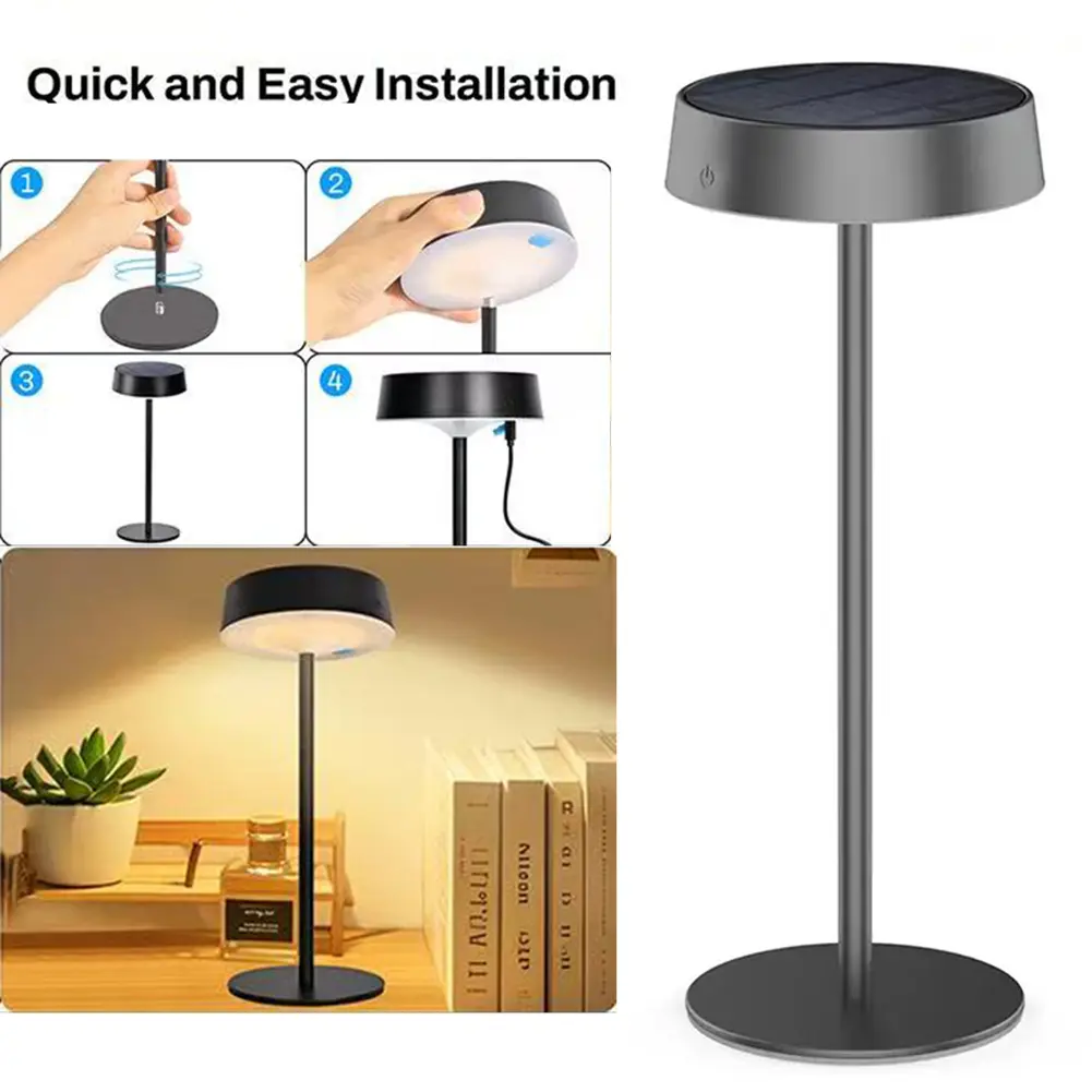 Solar Desk Lamp Solar Light Table Lamp For Bedroom Camping Two Charging Way 3 Color Temperature Waterproof Night Lights For Home
