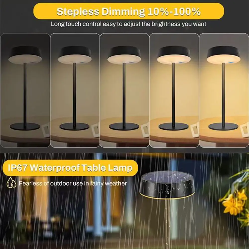 Solar Desk Lamp Solar Light Table Lamp For Bedroom Camping Two Charging Way 3 Color Temperature Waterproof Night Lights For Home