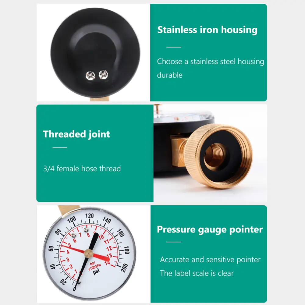 3500/200 PSI Pressure Gauge Dial Digital Pressure 0-14 Bar Vacuum Manometer 3/4 NPT for Water Pump Air Gas Water Fuel Liquid