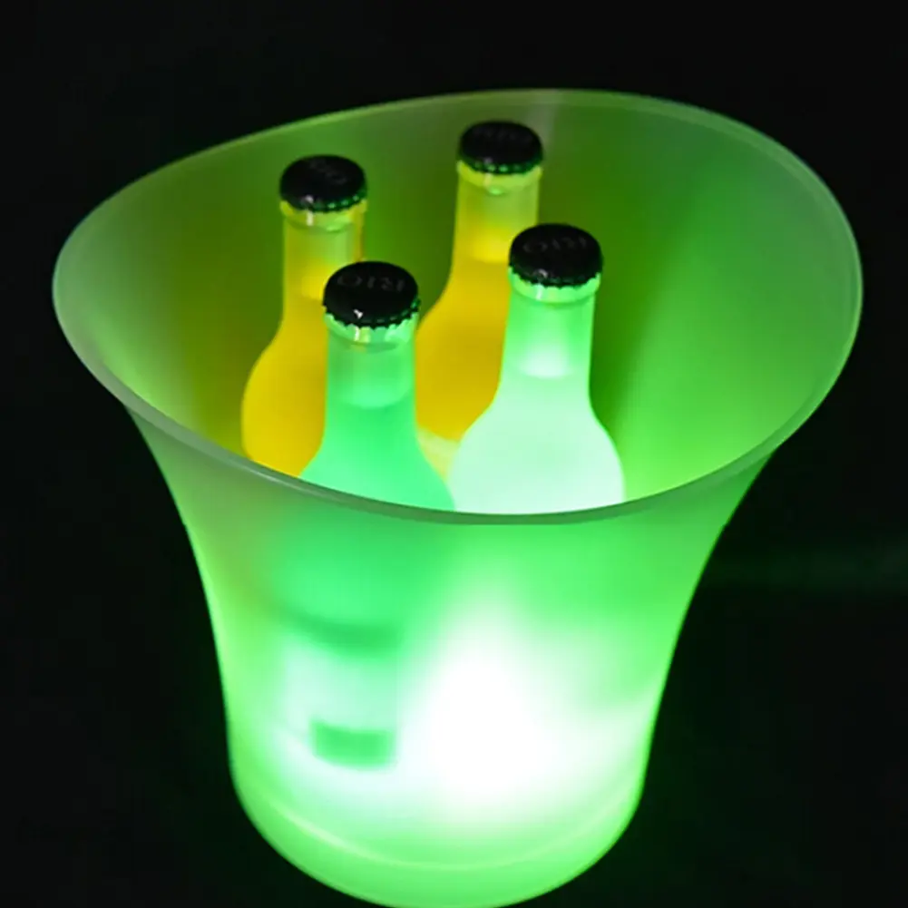 1/2/3pcs 5L Colorful LED Light Up Waterproof Plastic LED Ice Bucket Champagne Beer Bucket Bars Nightclubs LED Bars Night Party