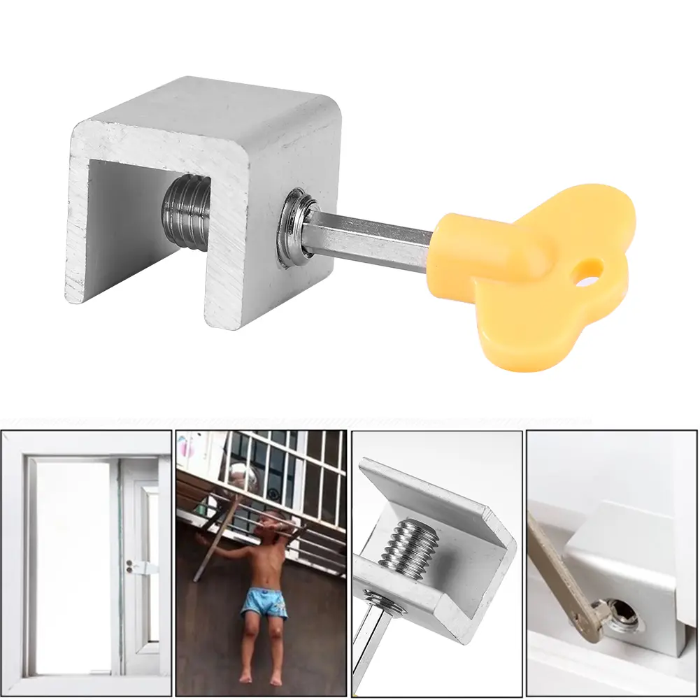 1-15pcs Window Security Key Lock Sliding Door Windows Restrictor  Safety Anti-theft Door Stopper Household Improvement Lock