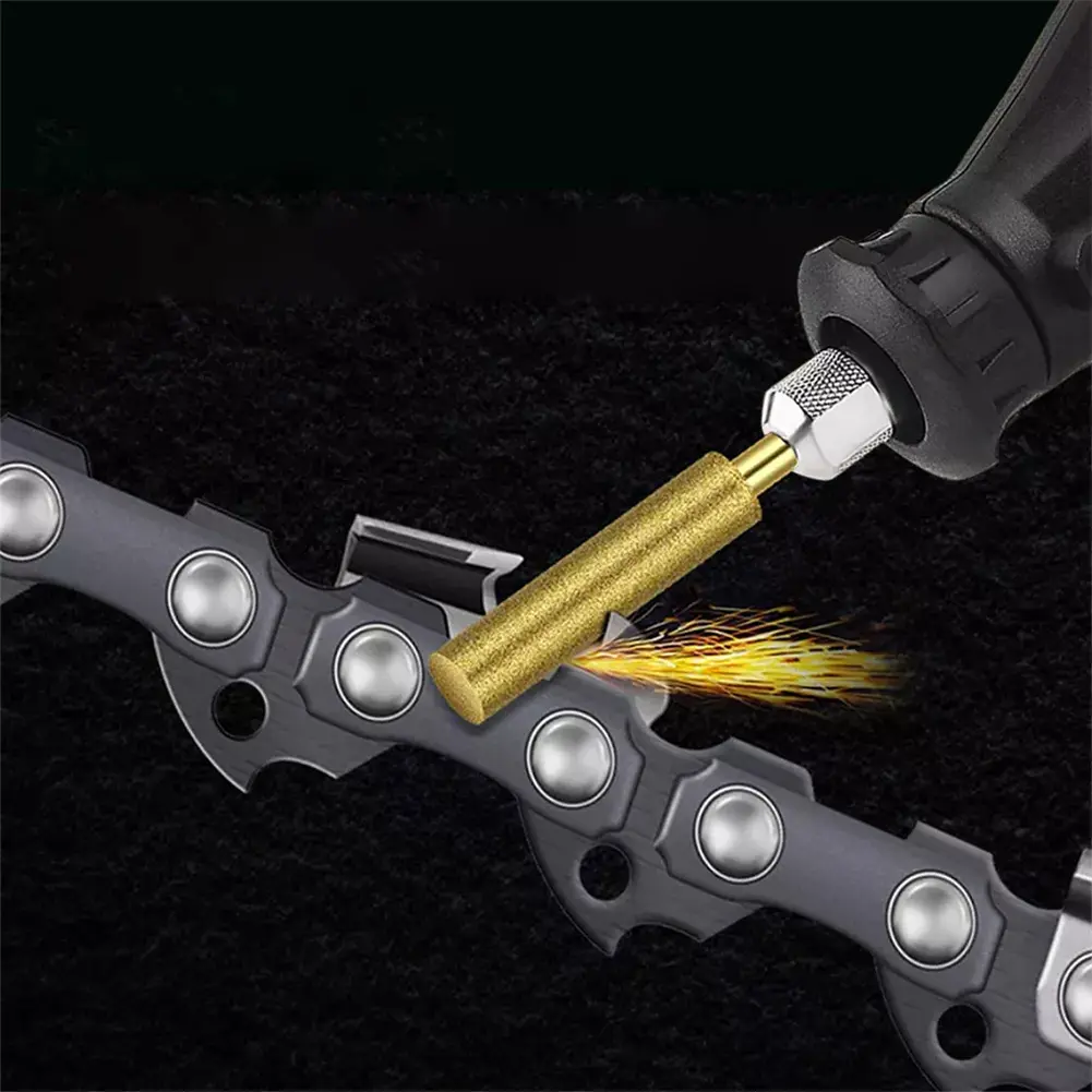 15 Pcs Diamond Coated Cylindrical Burr Set 4/4.8/5.5mm Chainsaw Sharpener Stone File Chain Saw Carving Abrasive Grinding Tools