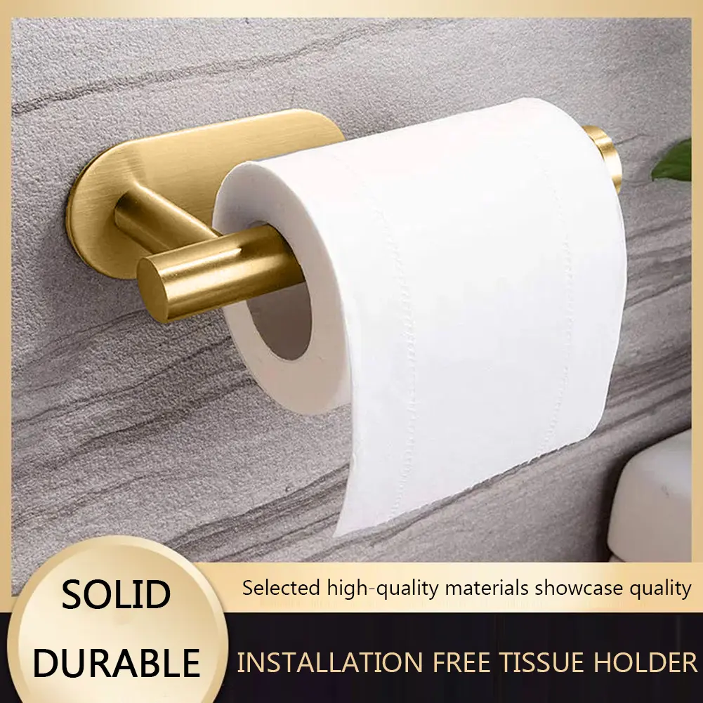 Toilet Paper Holder Self Adhesive Tissue Hanger Stainless Steel Wall Mount No Punching Tissue Towel Roll Dispenser for Bathroom