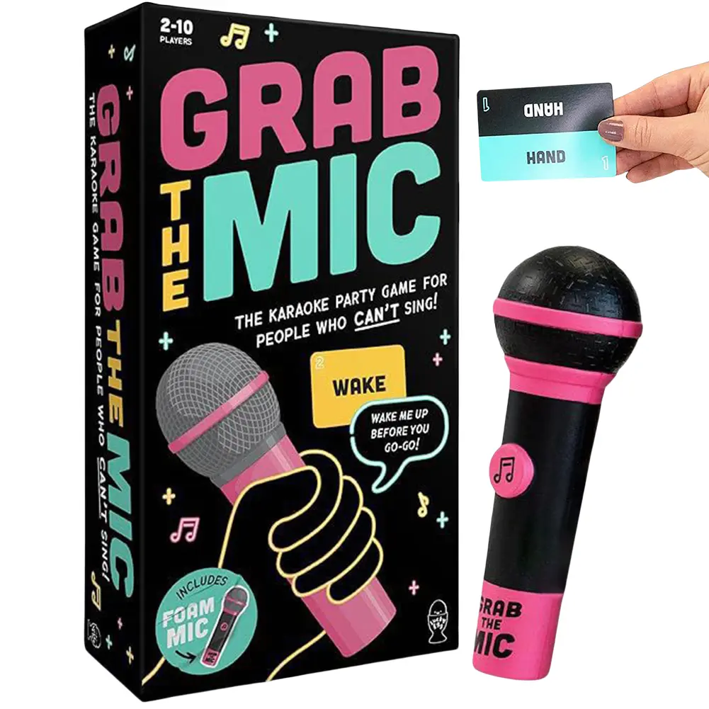 Exciting Grab The Mic The Family Karaoke Game 2-10Players Board Game for Bad Singers 125Lyric Cards Singer Game For Family Party