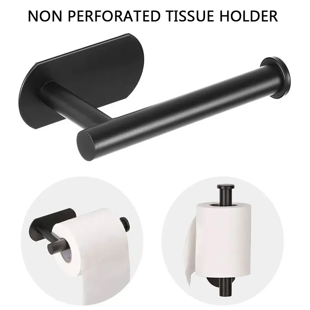 Toilet Paper Holder Self Adhesive Tissue Hanger Stainless Steel Wall Mount No Punching Tissue Towel Roll Dispenser for Bathroom
