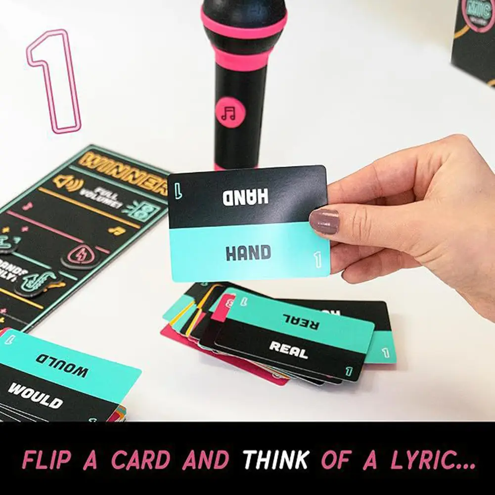 Exciting Grab The Mic The Family Karaoke Game 2-10Players Board Game for Bad Singers 125Lyric Cards Singer Game For Family Party