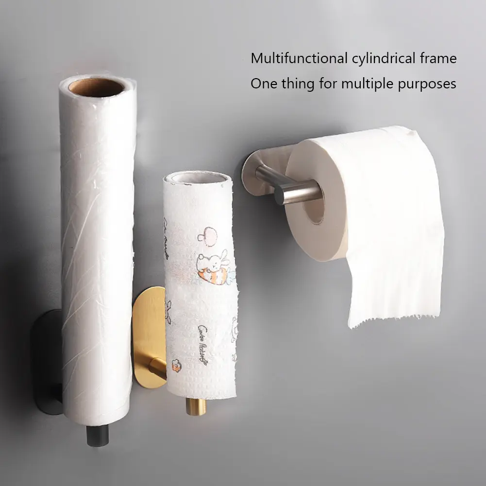 Toilet Paper Holder Self Adhesive Tissue Hanger Stainless Steel Wall Mount No Punching Tissue Towel Roll Dispenser for Bathroom