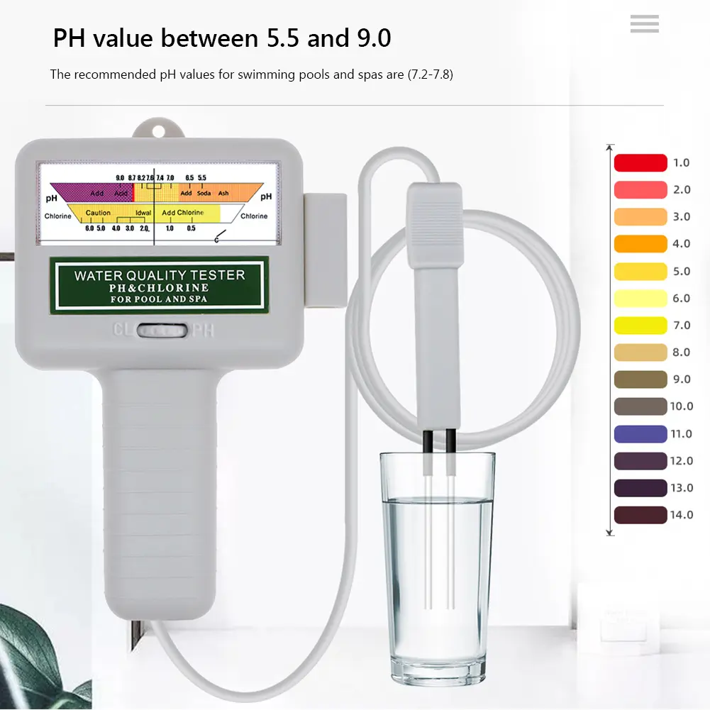2 in 1 PH Chlorine Meter Tester PC-101 PH Tester Chlorine Water Quality Testing Device CL2 Measuring For Pool Aquarium Spa