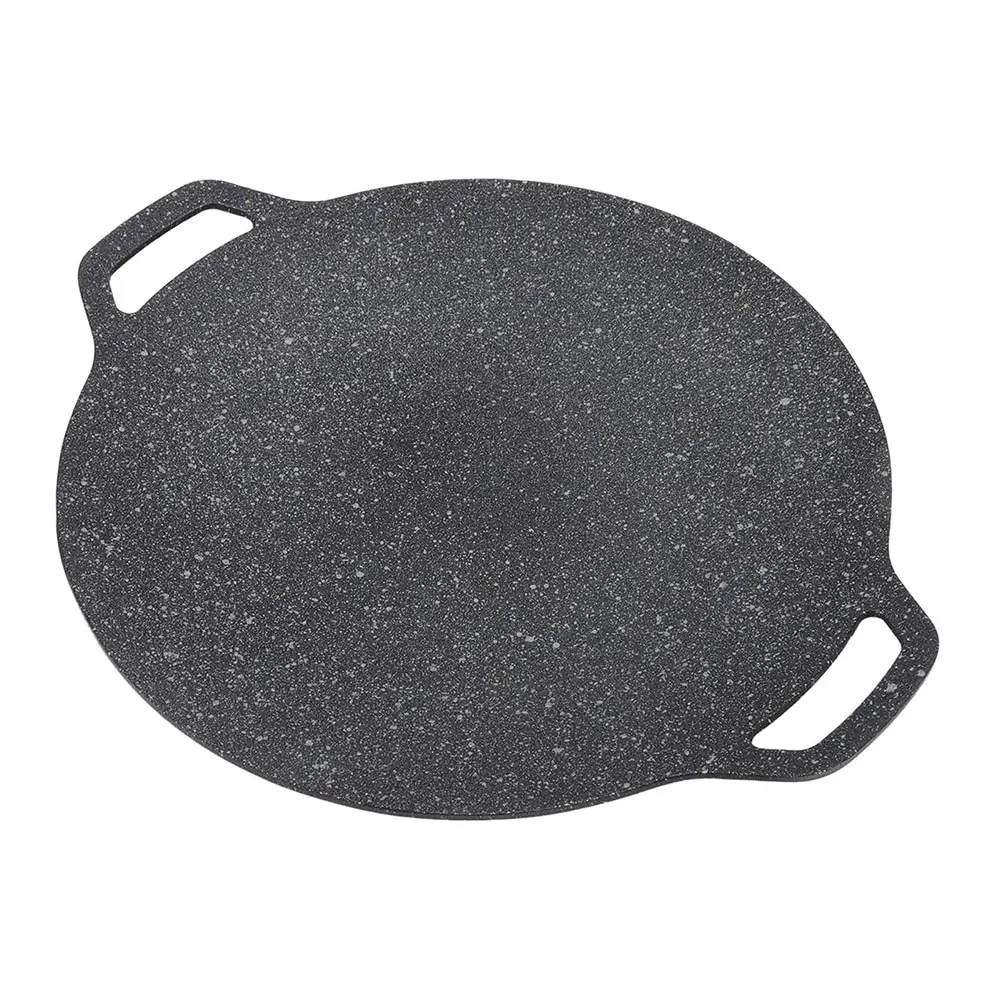 Korean Grill Pan Medical Stone Coating Round BBQ Griddle with Handle Baking Tray for Indoor Or Outdoor Grilling