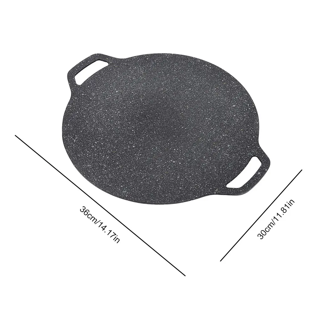Korean Grill Pan Medical Stone Coating Round BBQ Griddle with Handle Baking Tray for Indoor Or Outdoor Grilling