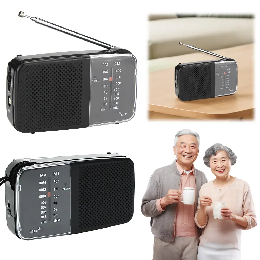 AM FM Mini Radio AM/FM Dual Band Portable Pocket Radios With Loud Speaker HiFi Music Player Elder Radio Battery Powered 3.5mm ﻿