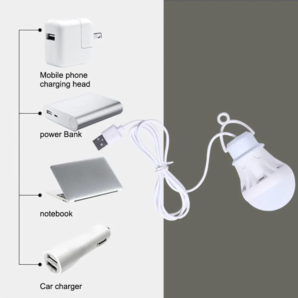 1/2pcs Portable Lantern Camp Lights USB Bulb 5W/7W Power Outdoor Camping Multi Tool 5V LED for Tent Camping Gear Hiking USB Lamp
