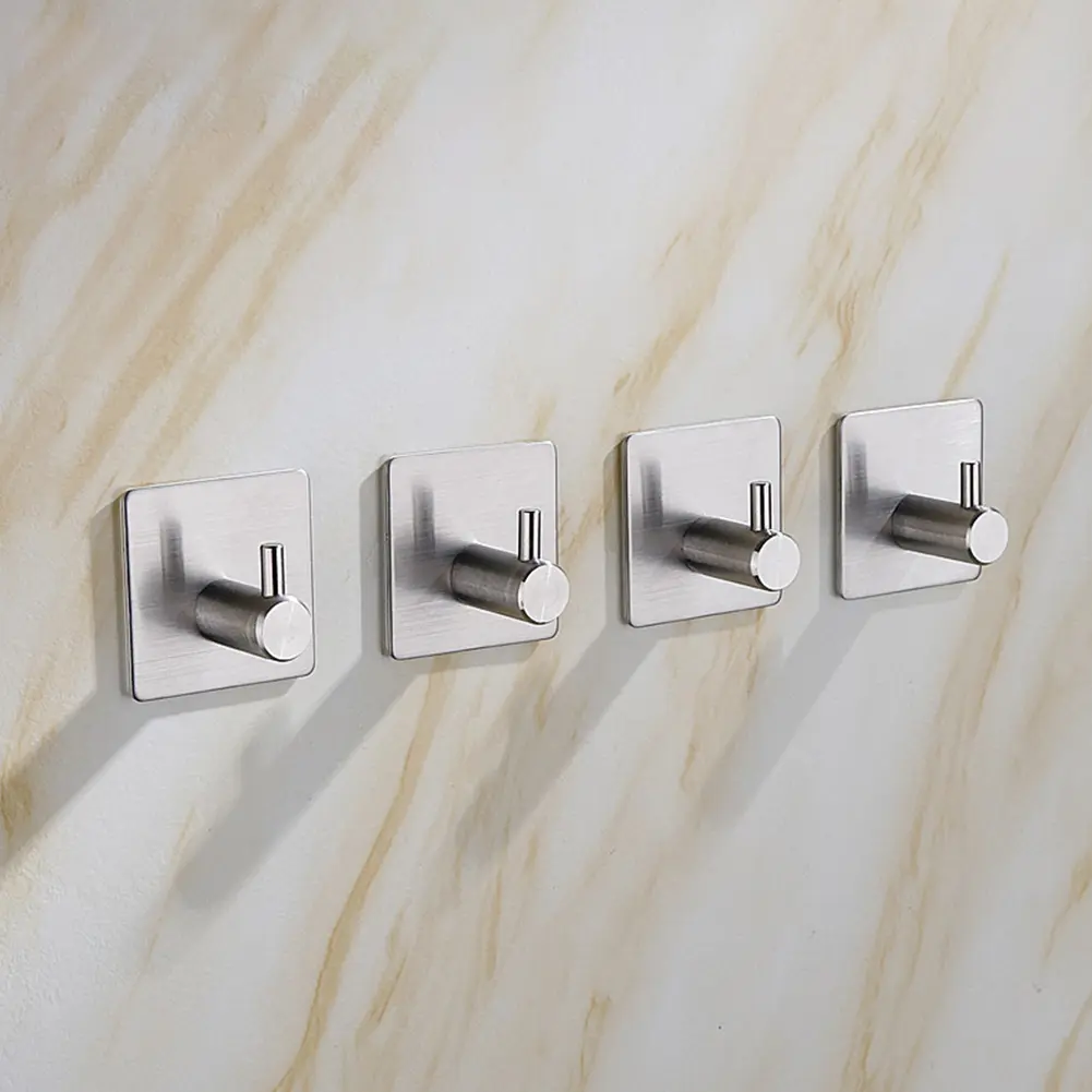 Self Adhesive Kitchen Towel Hooks Door Wall Mounted Household Hat Key Coat Rack