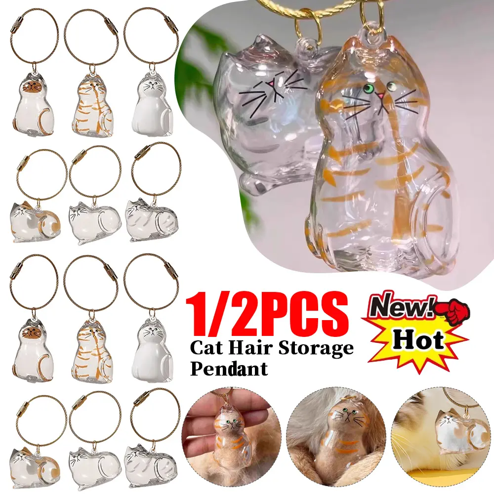 Cat Hair Storage Bottle Pet Fur Keepsake Keychain for Collecting Cat Dog Hair Transparent Bottle for Pet Gifts Transparent Hair