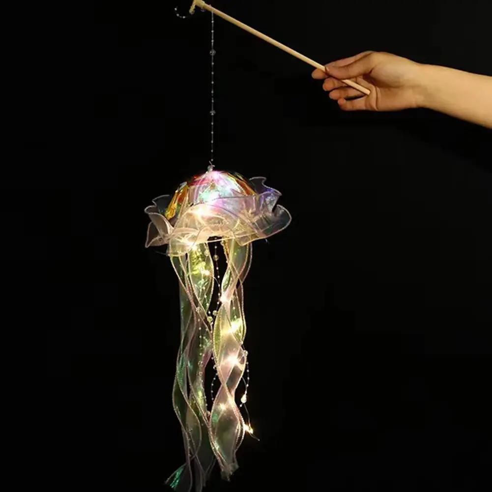 Creative Jellyfish Lamp Jellyfish Hanging Decoration Wind Chimes Hanging Lantern Decor Atmosphere Lamp Flower Lamp Birthday Gift