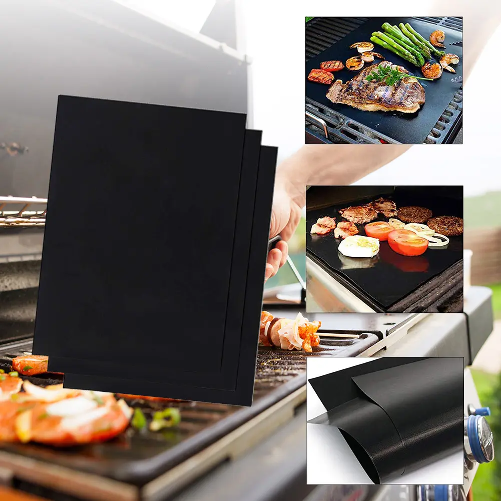 1-20PCS Non-stick BBQ Grill Mat 40×33cm Baking Mat BBQ Tools Cooking Grilling Sheet Heat Resistance Easily Cleaned Kitchen Tools