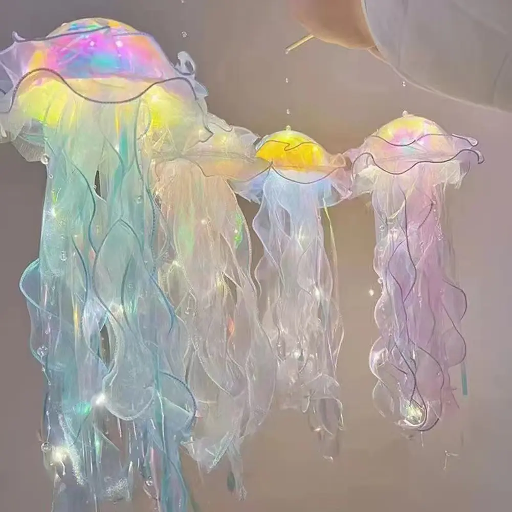 Creative Jellyfish Lamp Jellyfish Hanging Decoration Wind Chimes Hanging Lantern Decor Atmosphere Lamp Flower Lamp Birthday Gift