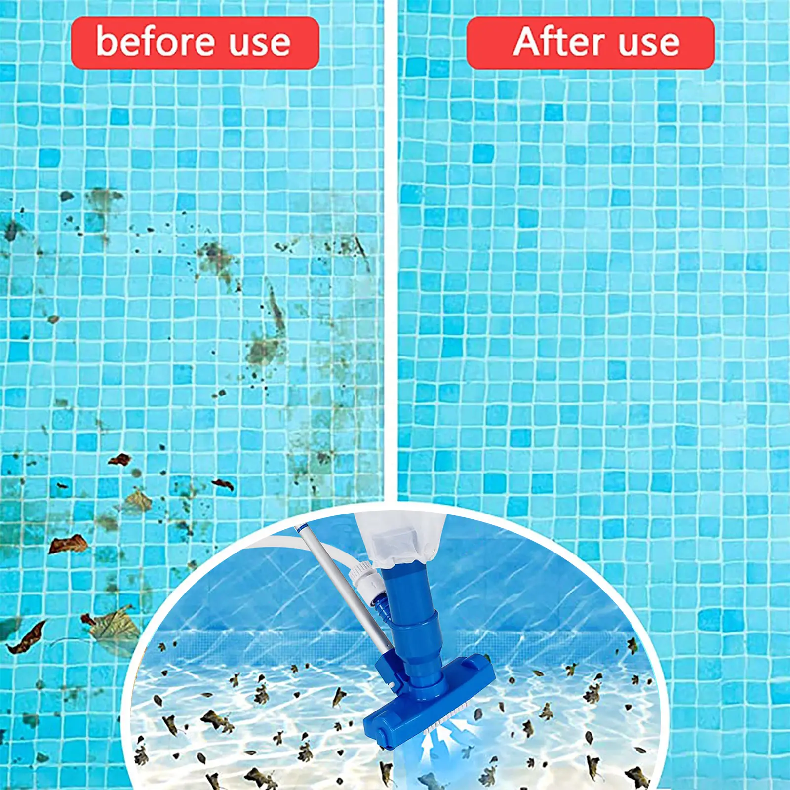 Professional Pool Vacuum Cleaning Tool Swimming Pool Cleaner Set Cleaner Brush for Hot Spring Outdoor with EU connector