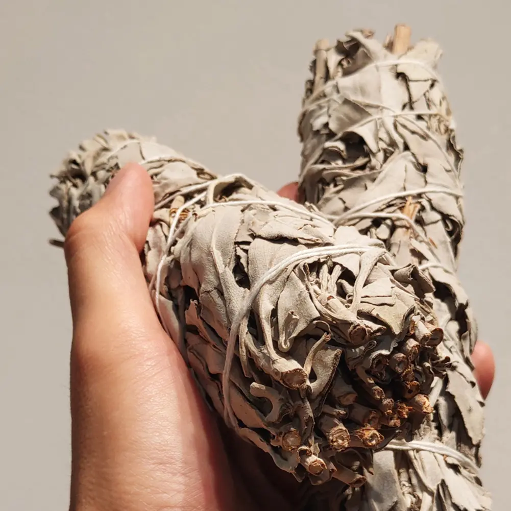 Natural White Sage Bundle Smudge Sticks Pure Grass Purification Environment Palo Santo Incense Indoor Purification Smoky Grass