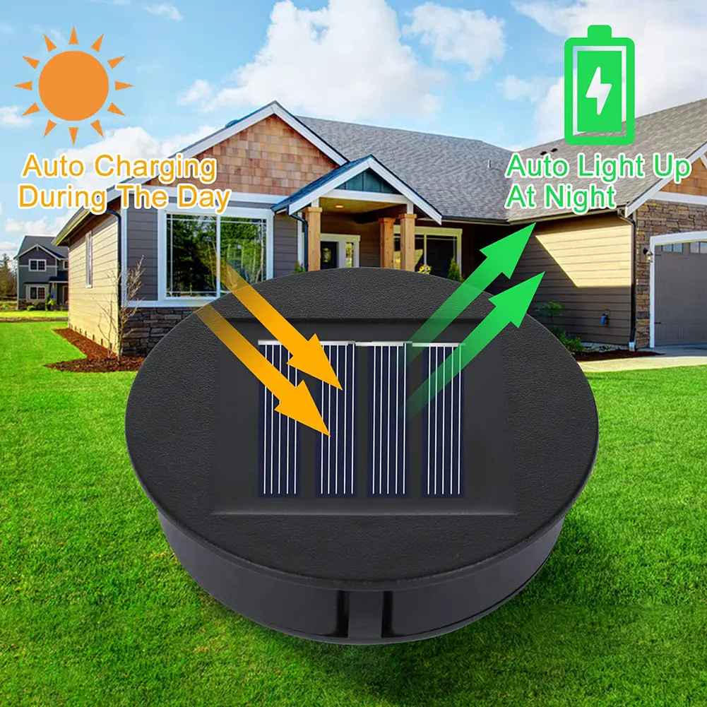 1/2Pcs Solar Lights Replacement Top Battery Solar Lantern Parts LED Solar Panel Lantern Lid Lights For Outdoor Garden Decoration